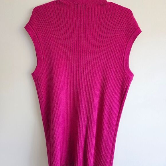 St. John Collection By Marie Gray Pink Knit Sweater Vest Gold Accented Buttons M - Picture 5 of 6